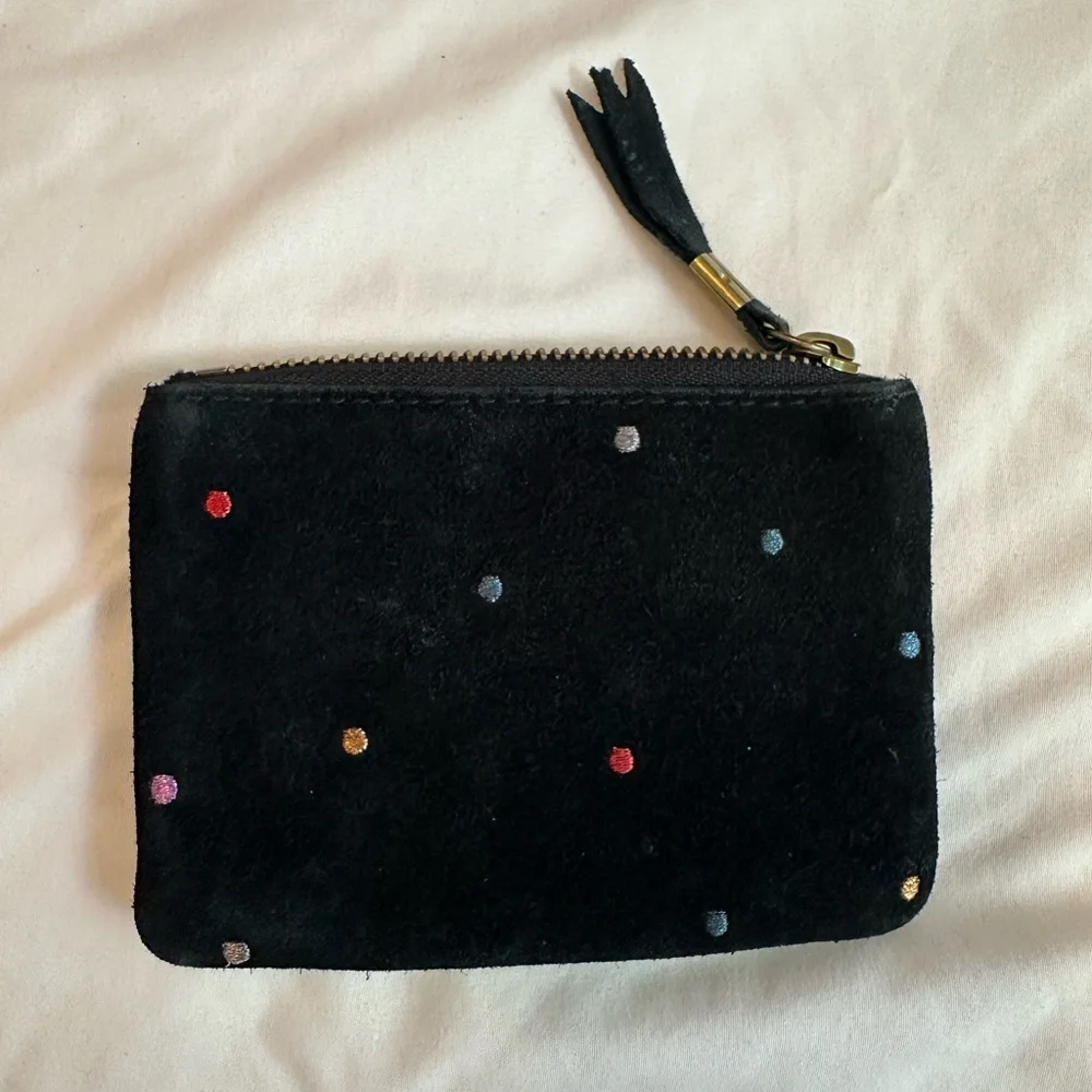 Madewell Black Suede Coin Pouch with Multicolor Dot Studs - Picture 3 of 3